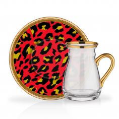 NIHAVENT  HANDLE  TEA ST 6 PIECE LEOPAR RED